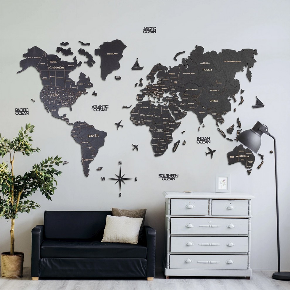 BLACK WORLD MAP